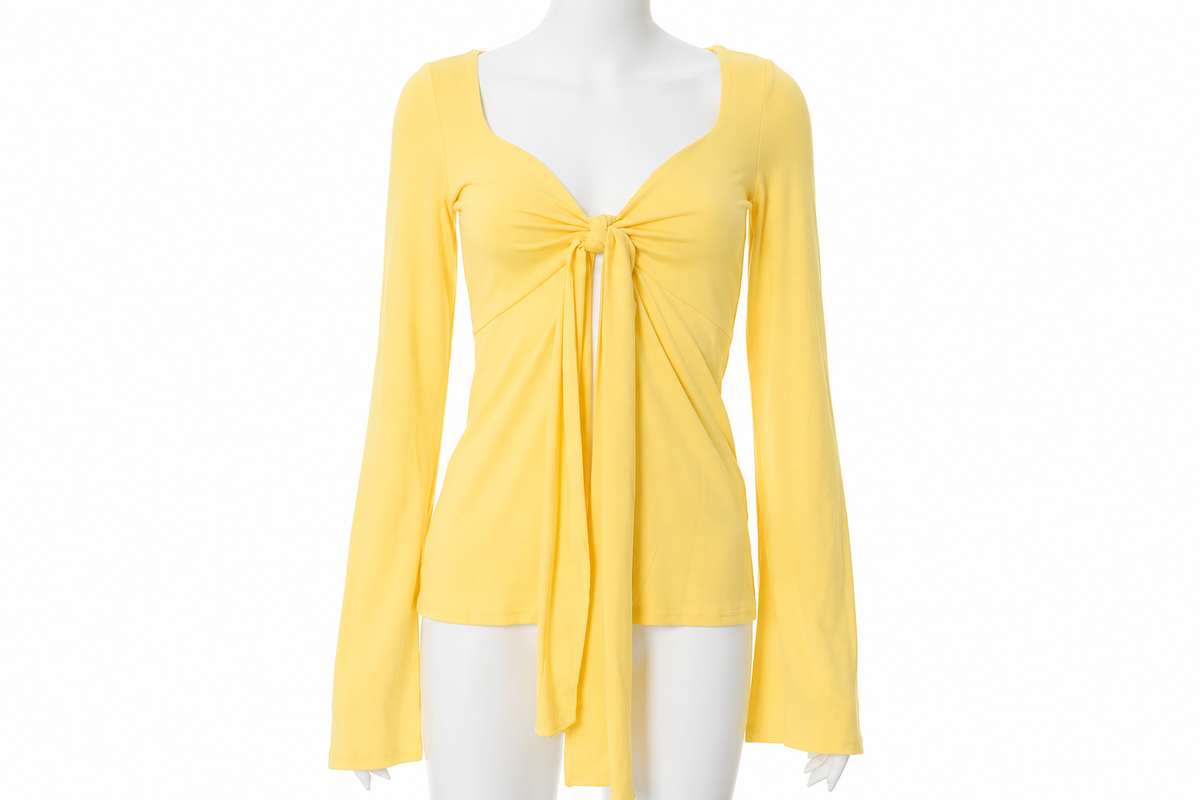 Solid Knot Front Split Hem Tee