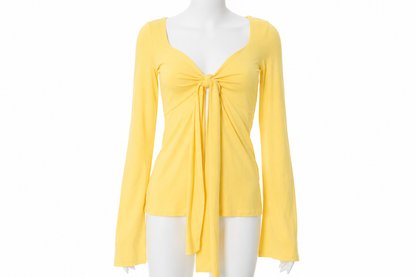 Solid Knot Front Split Hem Tee