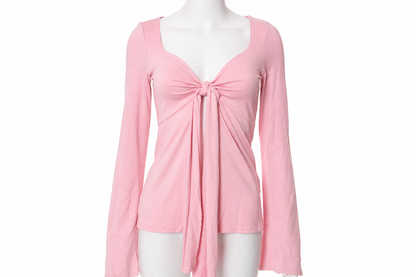 Solid Knot Front Split Hem Tee