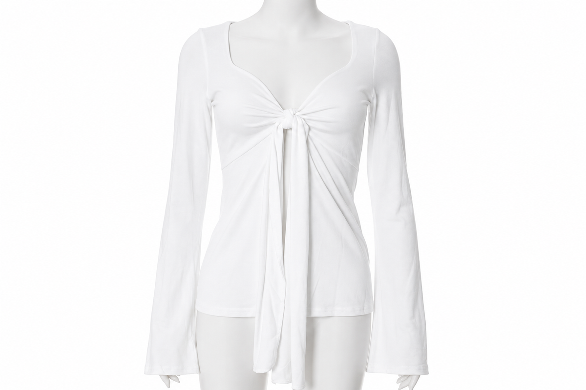 Solid Knot Front Split Hem Tee