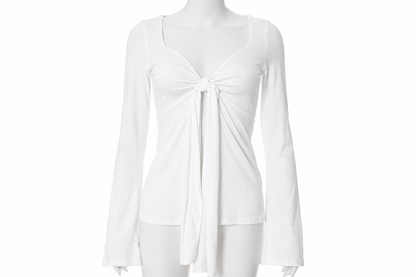 Solid Knot Front Split Hem Tee